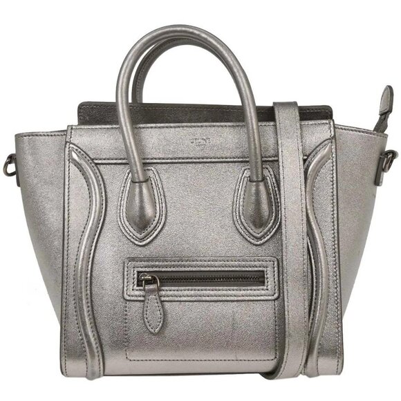 Celine Handbags - Celine Silver Leather Nano Luggage Tote Bag S-CU-4118 134745
